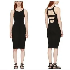 ワンピース Alexander Wang Dress Square Neck Minidress in Wool Twill with Crystal Hotfix in